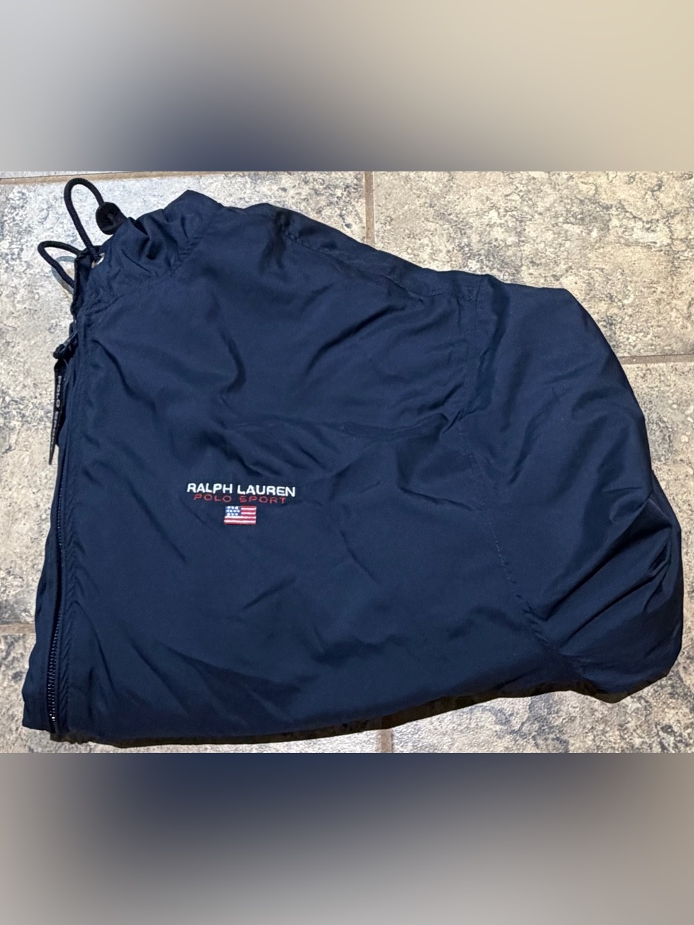 Ralph Lauren Navy Polo Sport Jacket with Flag Embroidery Kids Rain Jacket